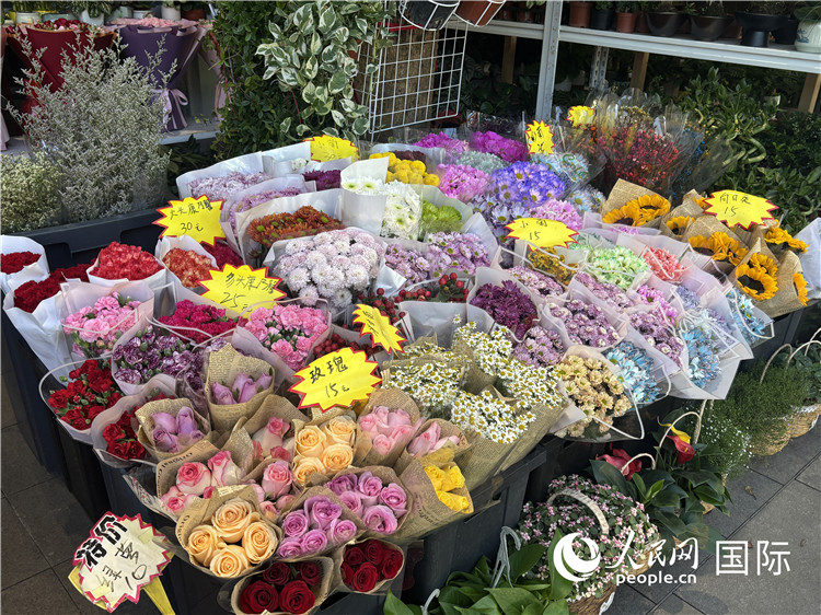 オランダフラワータウンで販売されている生花。（撮影?曹欣悅）