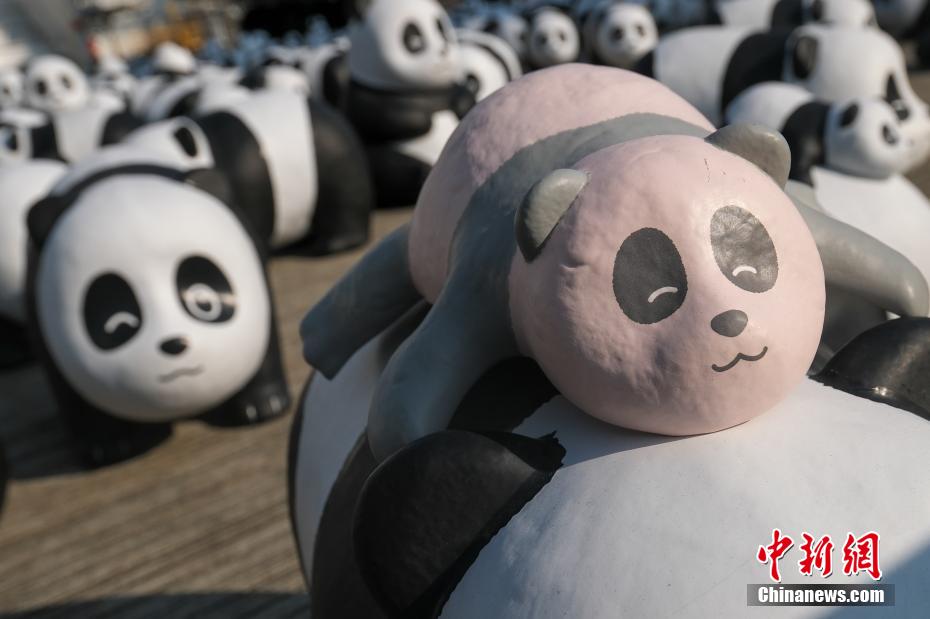 開催迫る「PANDA GO！香港遊」展　張り子のパンダ2500體が香港空港に到著
