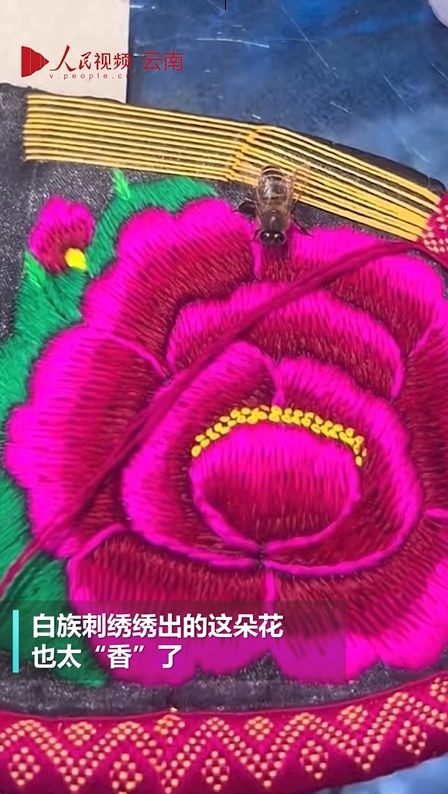 ミツバチも引き寄せられるほど？鮮やかで美しい白族刺繍　雲(yún)南省大理