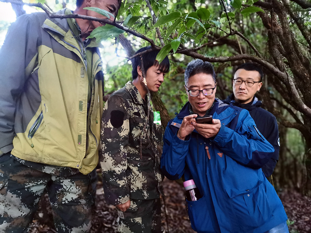 森林保護(hù)員にトレーニングを?qū)g施する管理?保護(hù)局の職員（寫真提供?雲(yún)南哀牢山國家級(jí)自然保護(hù)區(qū)鎮(zhèn)沅管理?保護(hù)局）。