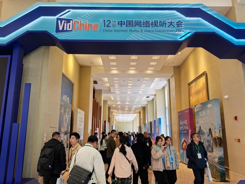 「第12回中國インターネットオーディオ?ビデオカンファレンス」の様子（3月28日撮影?辺思琪）。