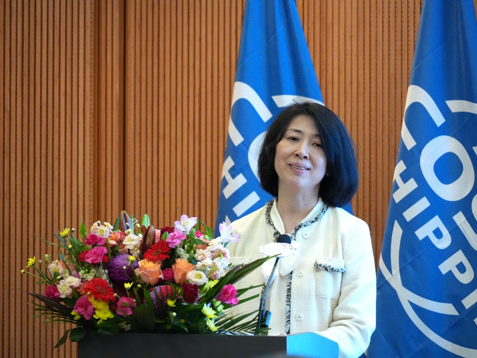 挨拶を行う2025年大阪?関西萬博中國パビリオンの李慶霜政府総代表（中國國際貿(mào)易促進(jìn)會(huì)副會(huì)長）（撮影?許可）