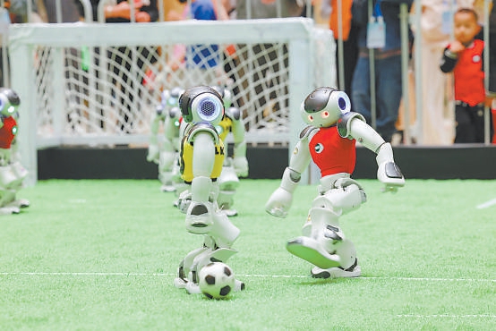 競技中のロボット。畫像提供：懐柔區(qū)委員會宣伝部