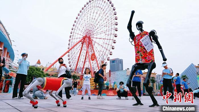 「メーデー」連休初日、長沙「世界の窓」観光地ではロボットやロボット犬が導(dǎo)入され、観光客と交流した。（畫像提供：同景勝地）