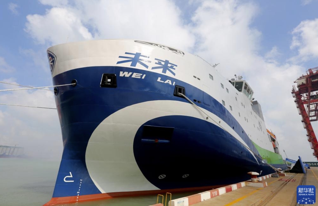 中國初の深海遠洋グリーン?スマート技術(shù)試験船「未來號」が連雲(yún)港に到著　江蘇省