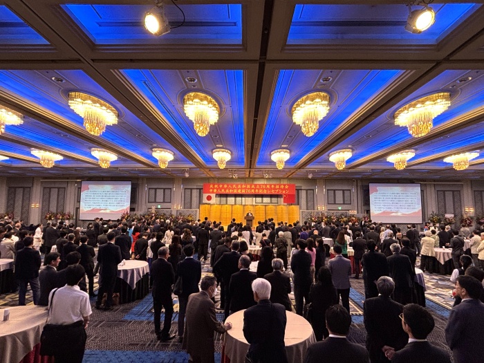 在福岡中國総領(lǐng)事館が開催した中華人民共和國成立76周年祝賀レセプションの様子（9月26日、撮影?李鴻楠）。