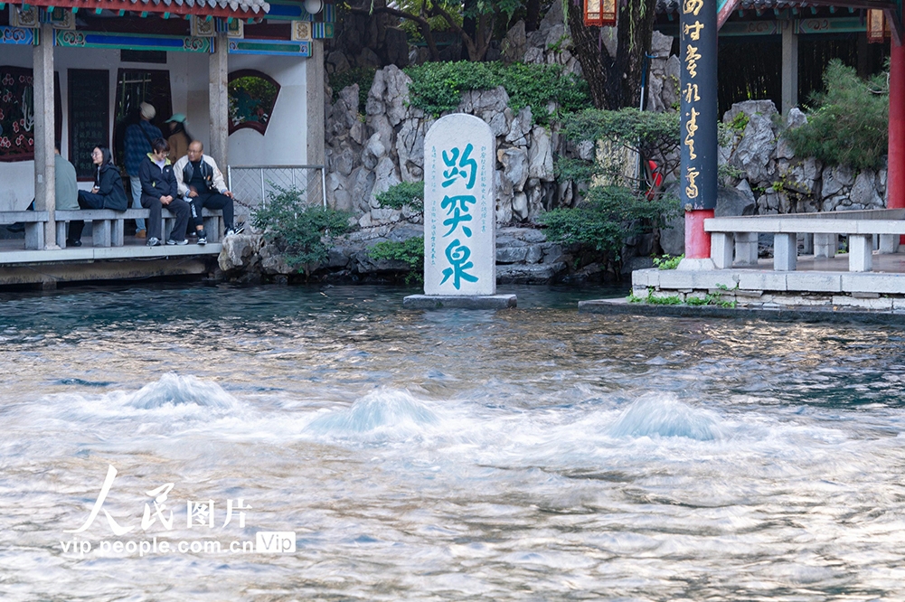 湧水が勢いよく湧き出す景観が再び現(xiàn)れた趵突泉 　山東省済南