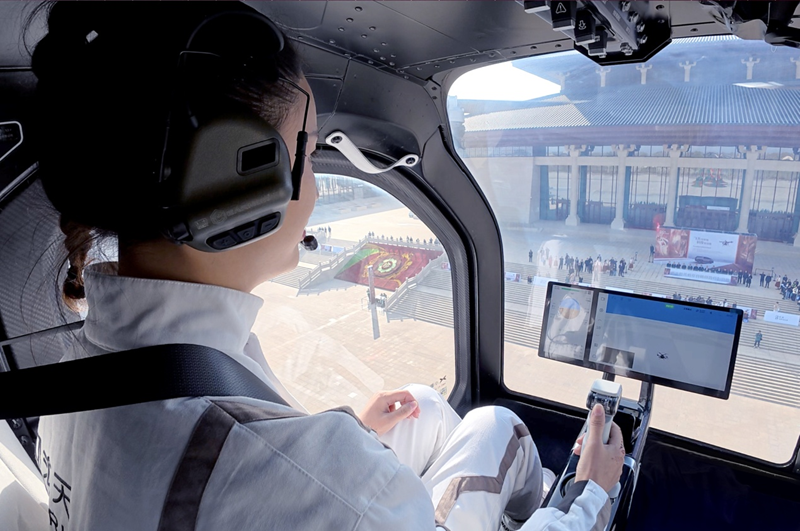 分割式の空飛ぶクルマ「陸地航母」の飛行モジュールの機(jī)內(nèi)の様子（寫(xiě)真提供?敦煌市メディアコンバージェンスセンター）。