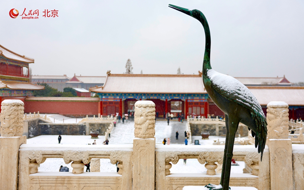 北京で今冬初の降雪、故宮に雪景色広がる