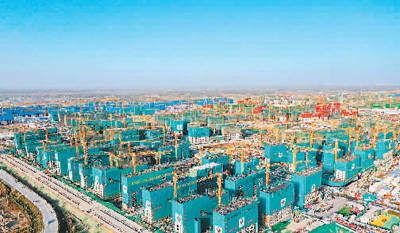 河北省雄安新區(qū)容東エリアの住宅の建設現(xiàn)場（撮影?牟宇）。