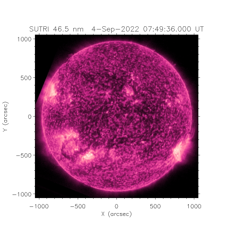 今年9月4?5日に観測された46.5ナノメートル太陽畫像